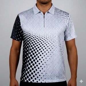 Mens Bowling Shirt Large Blue Retro Atomic 50s Rockabilly‎ Novelty Button Up L